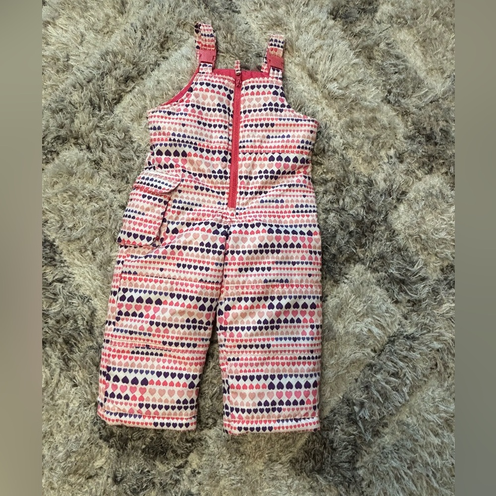 London Fog Pink and Purple Heart Pattern Overalls